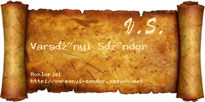 Varsányi Sándor névjegykártya