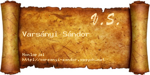 Varsányi Sándor névjegykártya